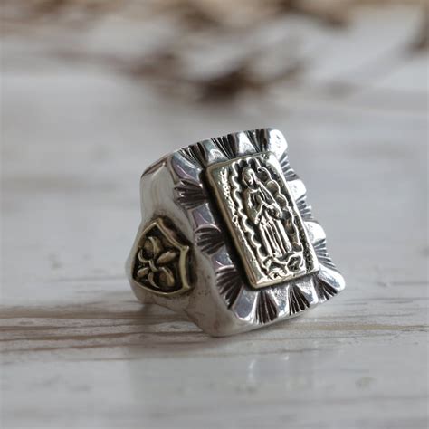 Blessed Virgin Mary Ring For Men Made Of Sterling Silver 925 Etsy