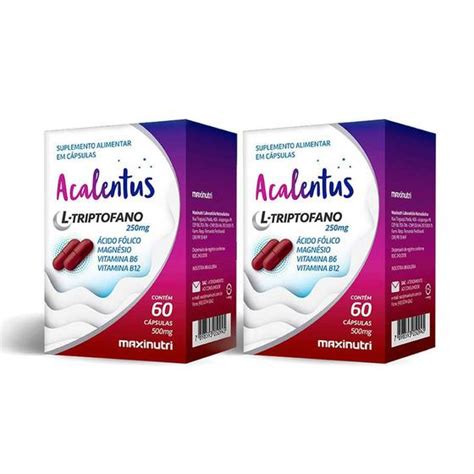 Kit 02 Acalentus L Triptofano 250mg 60 Capsulas Maxinutri Triptofano