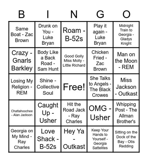 The Georgia Peach Card 🍑 Bingo Card