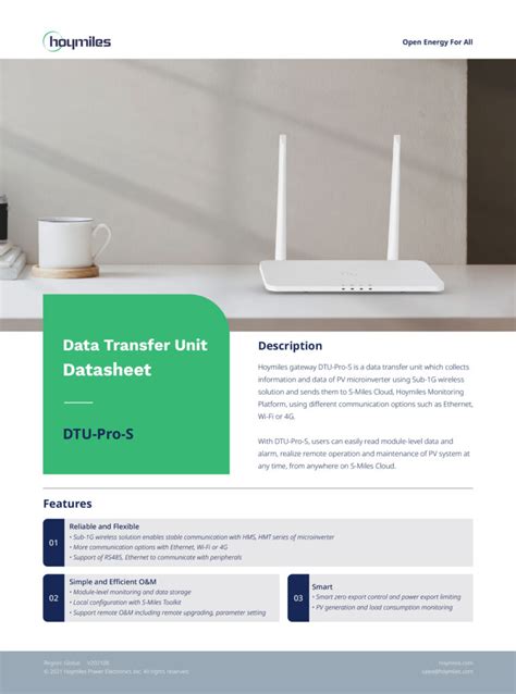 Hoymiles Data Transfer Unit Datasheet Dtu Pro S