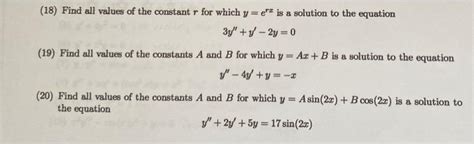 Solved 18 Find All Values Of The Constant R For Which Y E Chegg