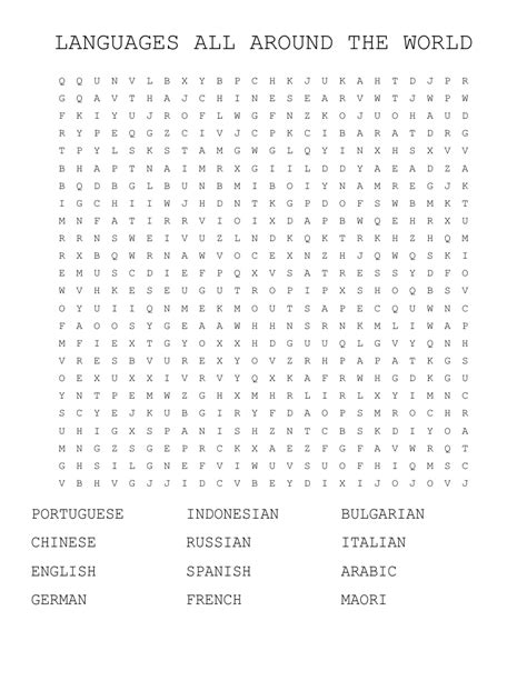 Around The World Word Search