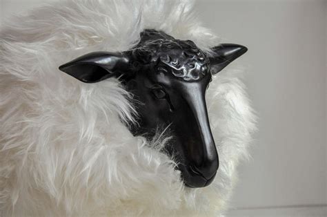 Black And Cream Sheep Stool At 1stdibs