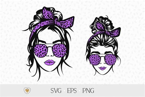 Mom And Daughter Svg Mom Life Svg Messy Bun Svg