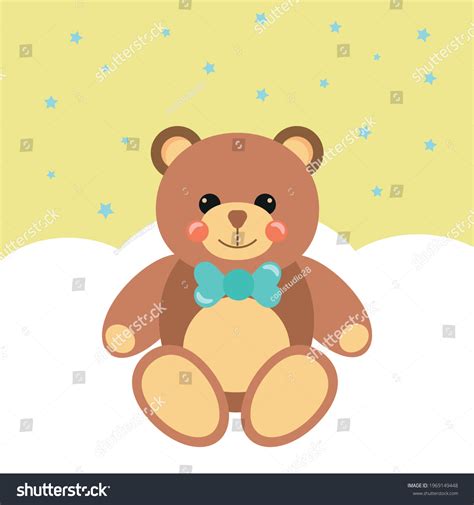 Cute Baby Bear Blue Bow Stars Stock Vector Royalty Free 1969149448