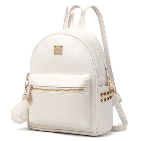 Cheruty Mini Backpack For Women Cute Bowknot Small Backpack Purse Girls Leather Bookbag Beige