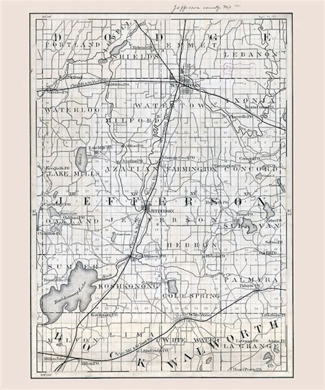 1880 Map Of Jefferson County Wisconsin Etsy