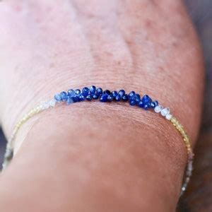 Natural Green And Blue Sapphire Bracelet In Solid K Gold Th Th