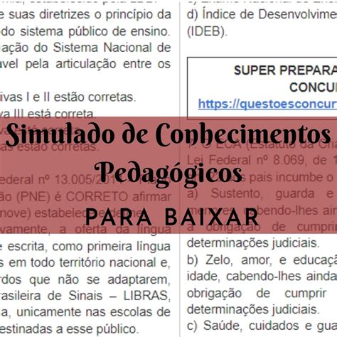 Questões Concurso Pedagogia BNCC PNE ECA Questões Concurso