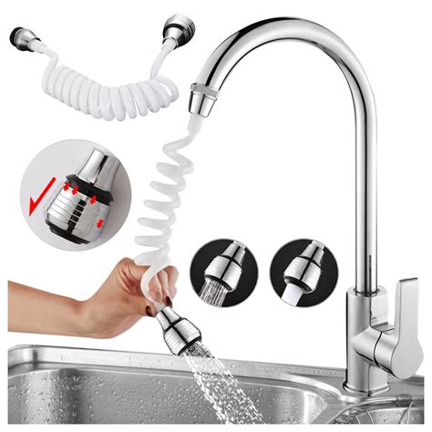 1pc Kitchen Faucet Extension Extender 360 Rotatable Long Hose Portable Pullable Foaming Bathroom