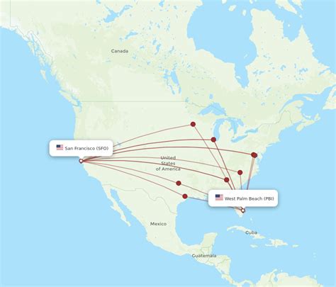 All Flight Routes From West Palm Beach To San Francisco Pbi To Sfo