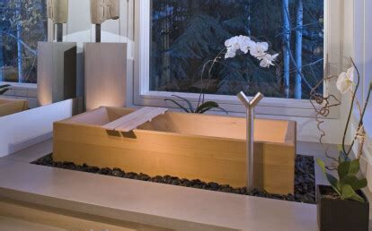 Onsen Ofuro Japanese Soaking Tub in Hinoki Wood by Zen Bathworks | Archello