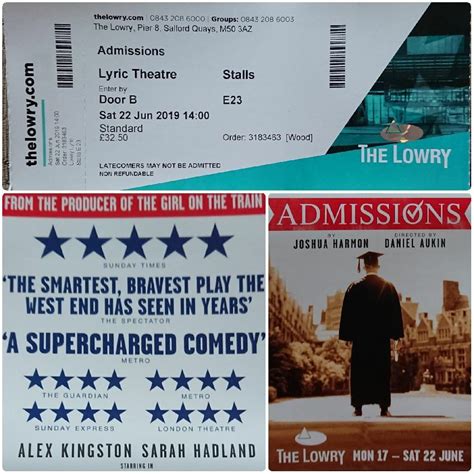 Admissions - 22-06-19 - The Lowry, Lyric Theatre. | Lyrics, Admissions ...