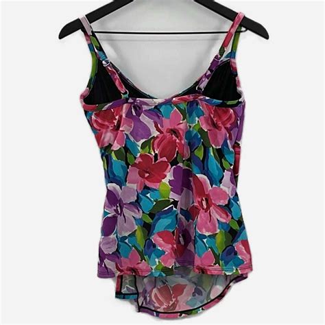 Miraclesuit Watercolor Floral Tankini Top Size 10 Gem