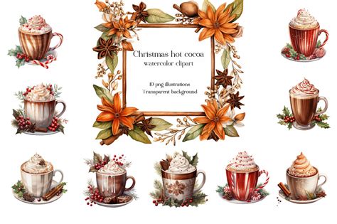 Watercolor Christmas Hot Cocoa Clipart Graphic By TheArcherDesign Creative Fabrica