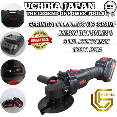 Promo Mesin Gerinda Baterai Cordless Angle Grinder Uchiha Diskon 23 Di