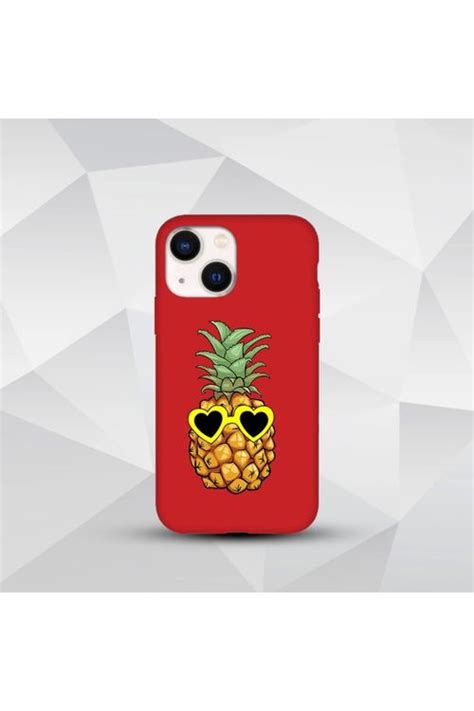 CASE PHONE 13 Lansman İçi Kadife Ananas Baskılı Telefon Kılıfı