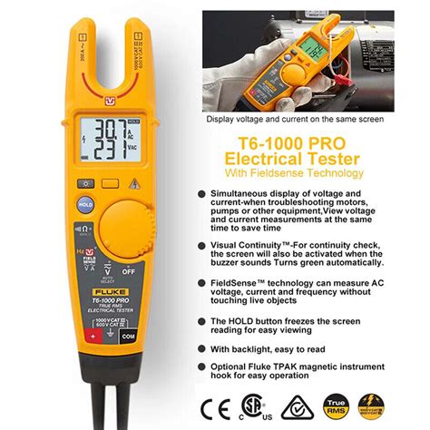 Fluke T6 1000 Pro Electrical Tester Digital Clamp Meter True Rms