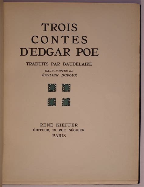 POE TROIS CONTES TRADUITS PAR BAUDELAIRE EAUX FORTES DE EMILIEN