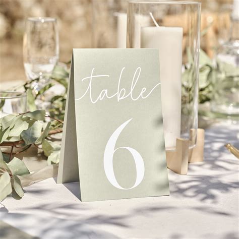 Sage Card 1 12 Wedding Table Numbers Ginger Ray