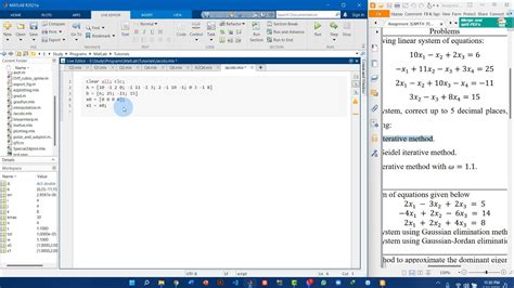 Jacobi Iterative Method System Of Linear Equations In Matlab Youtube