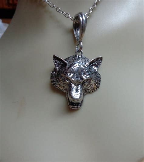 Wolf Head Pendant Necklace by DianasPaintedDezigns on Etsy