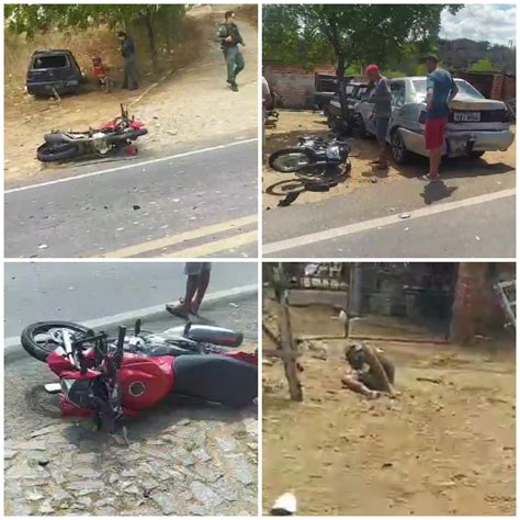 Acidente Na Ce Colis O Entre Carro E Duas Motocicletas Deixa