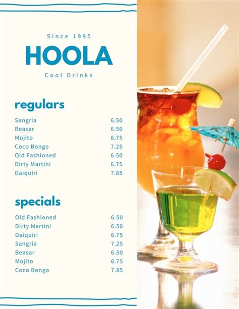 Free Printable And Customizable Cocktail Menu Templates Canva