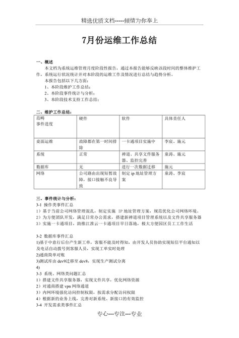 7月份运维工作总结报告