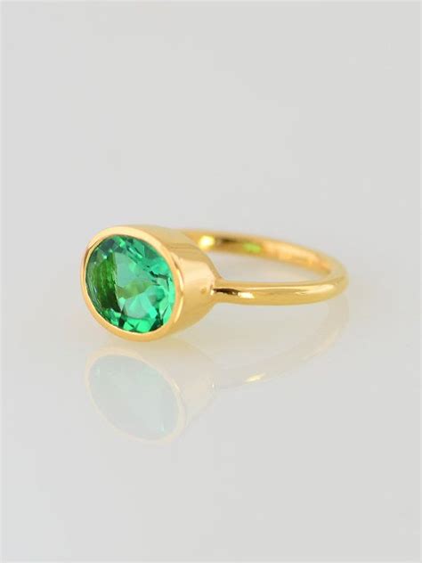 Green Emerald Quartz Oval Cut Ring Solitaire Ring Gems Ring