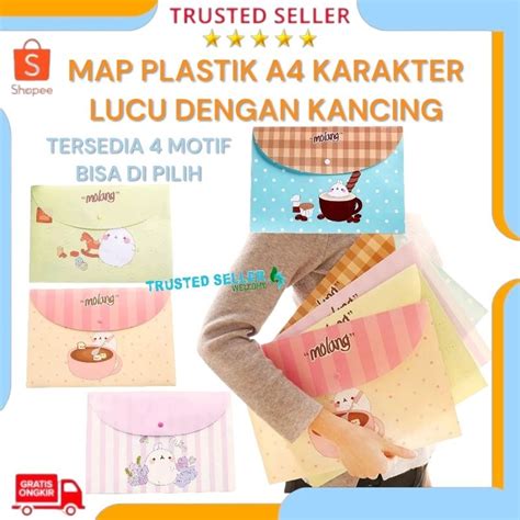 Jual Map Plastik A Karakter Kartun Lucu Map File Kancing Shopee