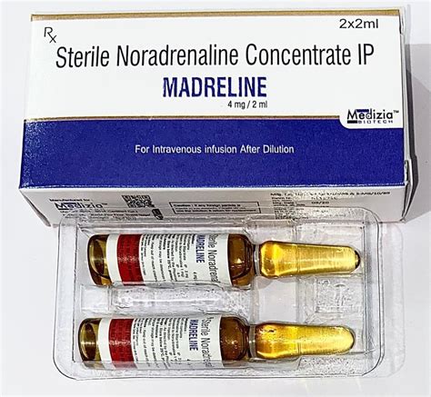 Madreline Ml Liquid Noradrenaline Concentrate Injection At Rs Piece