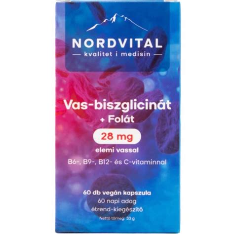 Nordvital Vas biszglicinát Folát kapszula 60db rendelés vásárlás