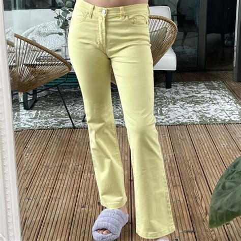 The Coolest Vintage Versace Yellow Jeans In Such Depop