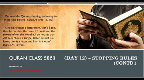 Quran Recitation Course Day Stopping Rules Waqf Contd