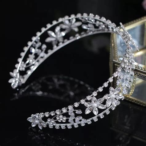 Silver Star Tiara Princess Crown Rhinestone Crystal Floral Etsy