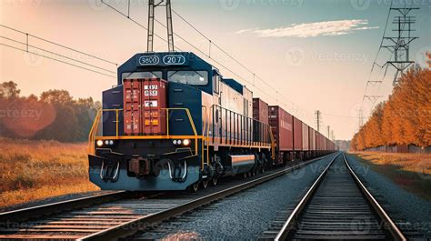 Freight train with cargo containers, Generative AI 29625713 Stock Photo ...