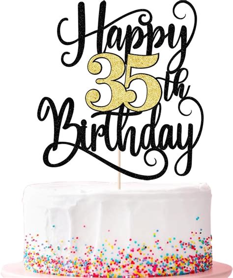 Happy 35th Birthday Cake Topper Glitter 35th Birthday Cake