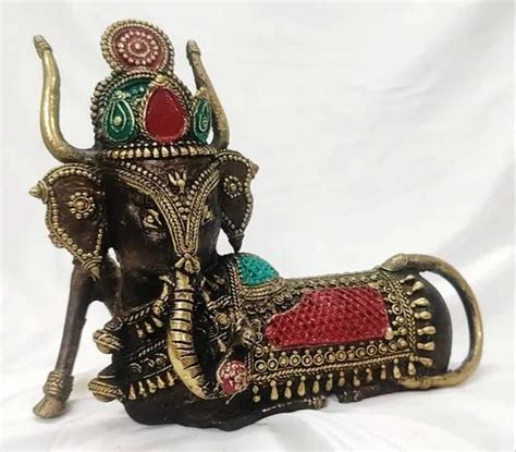 Multicolor Dhokra Art Brass Ganesha Nandi Statue Home At Rs 6000 In Raipur