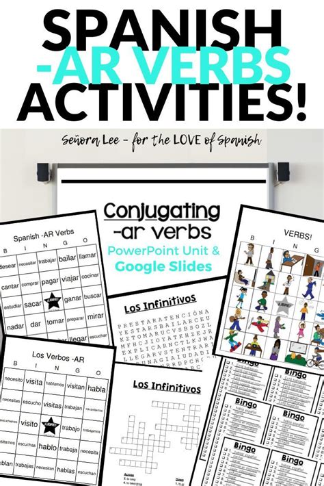 Spanish Ar Verbs Worksheets Grammar Presentation Activities Games