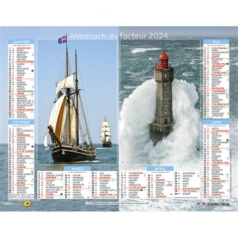 Almanach Calendrier Du Facteur 2024 Voiliers Et Phares Calendriers