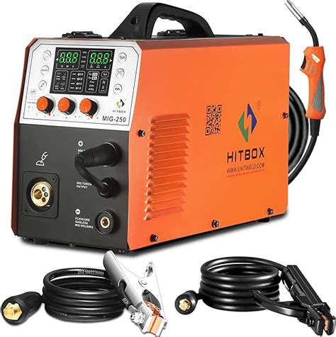 HITBOX New Model MIG250 180A 240V MIG Welder Gas 5 In 1 LCD Digital MIG