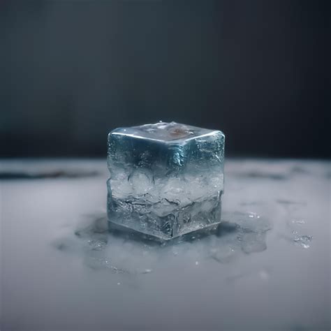 Premium Photo A Small Ice Cube With Water Drops On It