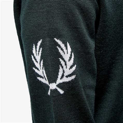 Fred Perry Laurel Wreath Cardigan Night Green End Gb