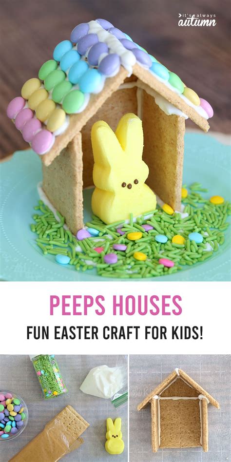 Make A Cute Peeps House Easter Gingerbread Houses Easter Crafts For