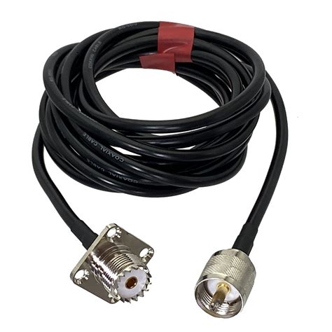 RG58 Cable UHF PL259 Male Plug To UHF SO239 Female Jack Flange Pigtail