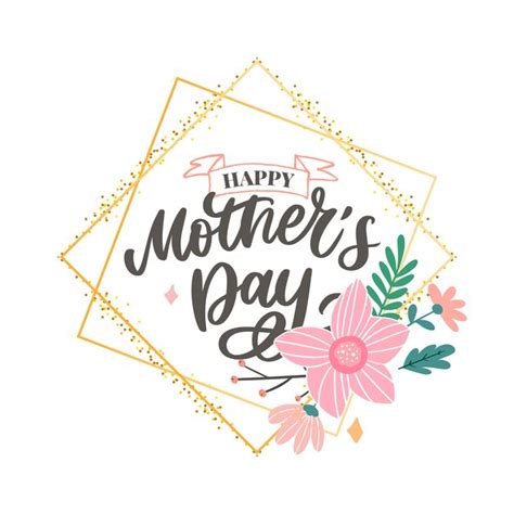 Feliz día de las madres letras caligrafía hecha a mano Vector Premium