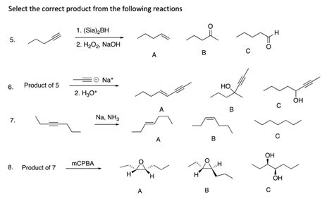 Solved Select The Correct Product From The Following Reactions Sia Bh