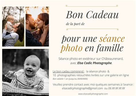 Idée pour noël un Bon Cadeau pour un shooting photo Elsa Cadic