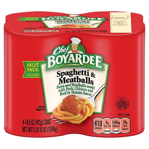 Chef Boyardee Spaghetti And Meatballs Value Pack 145 Oz 4 Count